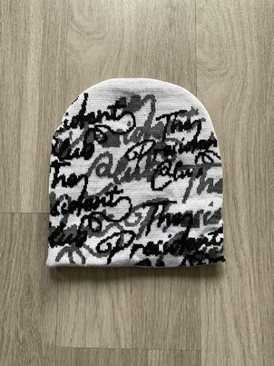 WHITE/GREY/BLACK ALL OVER BEANIE