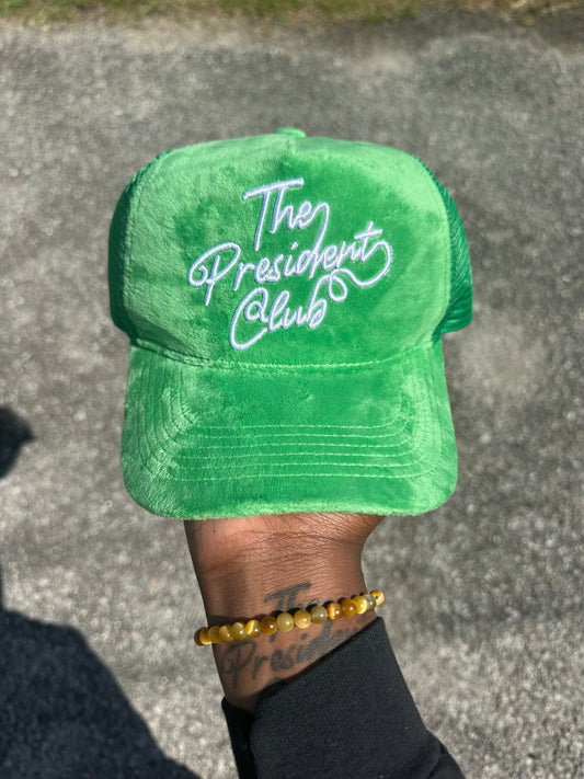 Green Velvet Trucker Hat
