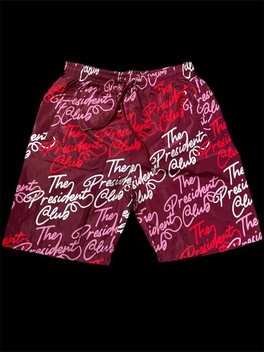 RED TPC ALL OVER SHORTS